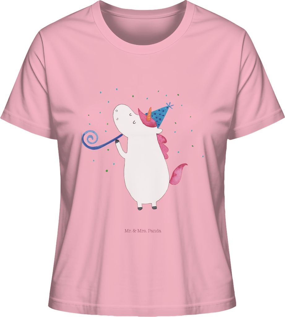 Mr. & Mrs. Panda Damen T-Shirt Einhorn Party Größe L - Baumwolle Pink - Geschenk, Unicorn, Geburtstag, Kurzarmshirt, Disco, Kurzarm, Alkohol, Bau...