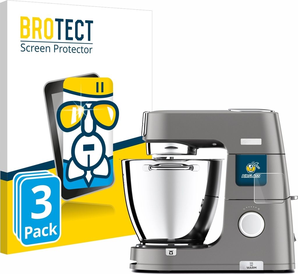 3x BROTECT Schutzglas für Kenwood Titanium Chef Patissier XL Schutzfolie Panzer Folie Glas Display Schutz klar