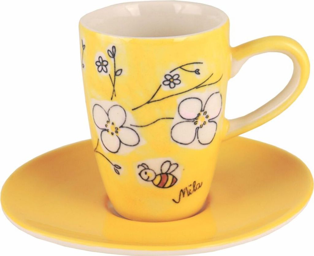 Mila Keramik Espresso-Tasse mit Untertasse Bienenblüte Produktbild 