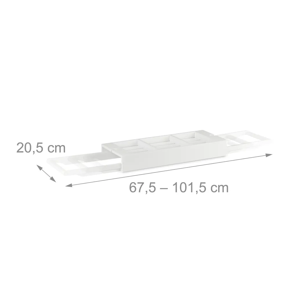 Tablette de bain extensible blanche avec support de lecture intégré - 4