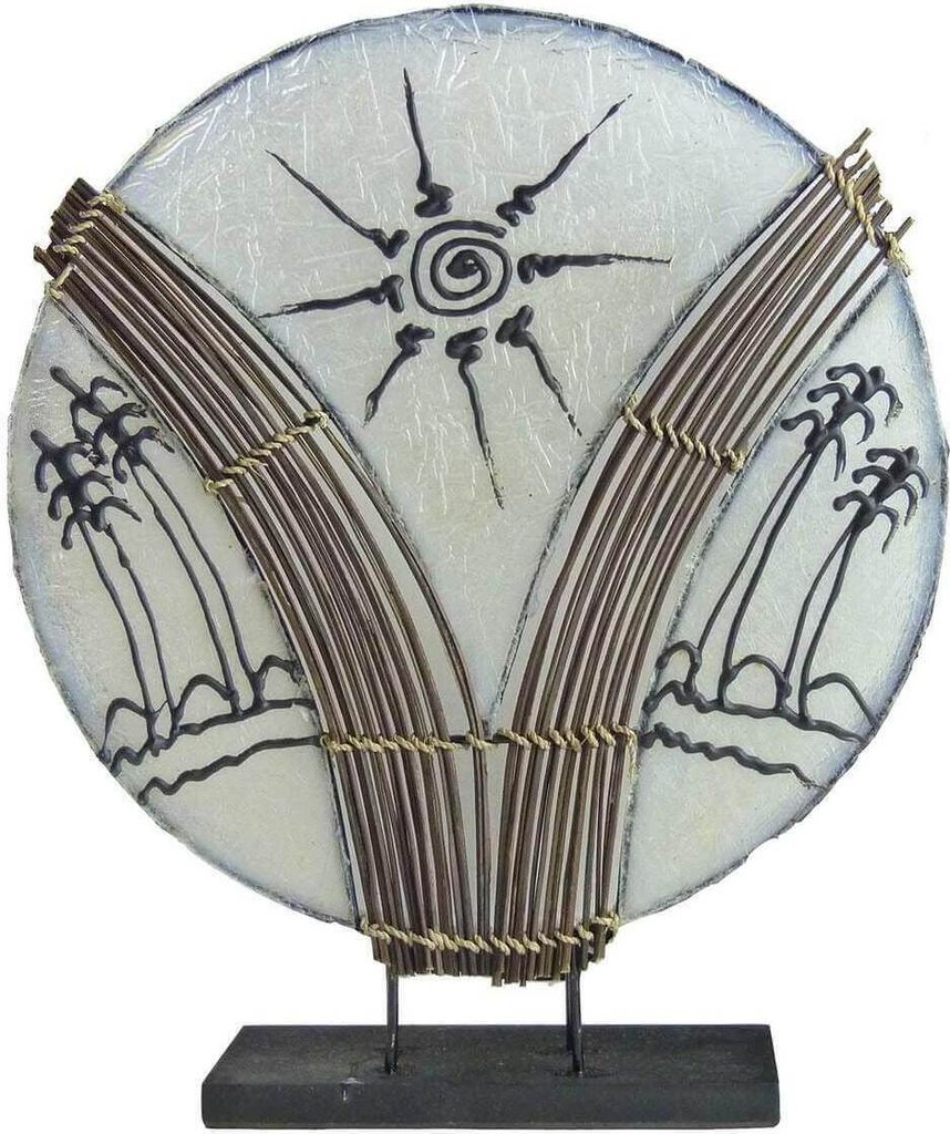 Deko-Leuchte Stimmungsleuchte asiatische Lampe Stehleuchte Tischleuchte Tischlampe Bali Asia PALME weiß groß 46 cm