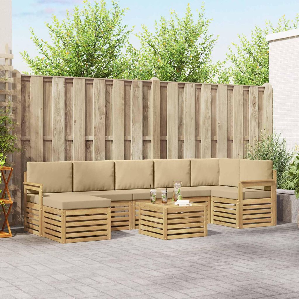 Möbel Outdoor-Sofagarnitur 7 pcs Weiß und Beige 59 x 59 x 37 cmGartensofas - Gartensofas c4458