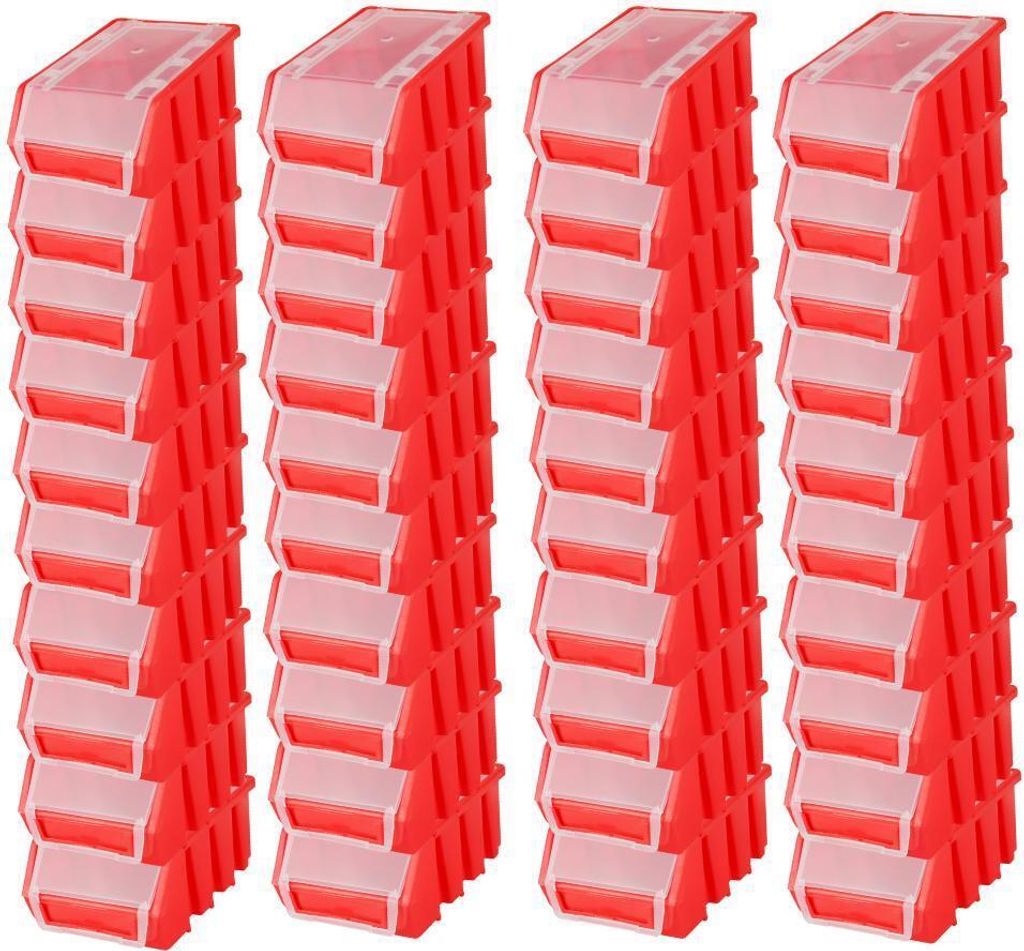 SuperSparSet 40x Sichtlagerbox 2 mit Deckel | HxBxT 7,5x11,6x16,1cm | Polypropylen | Rot