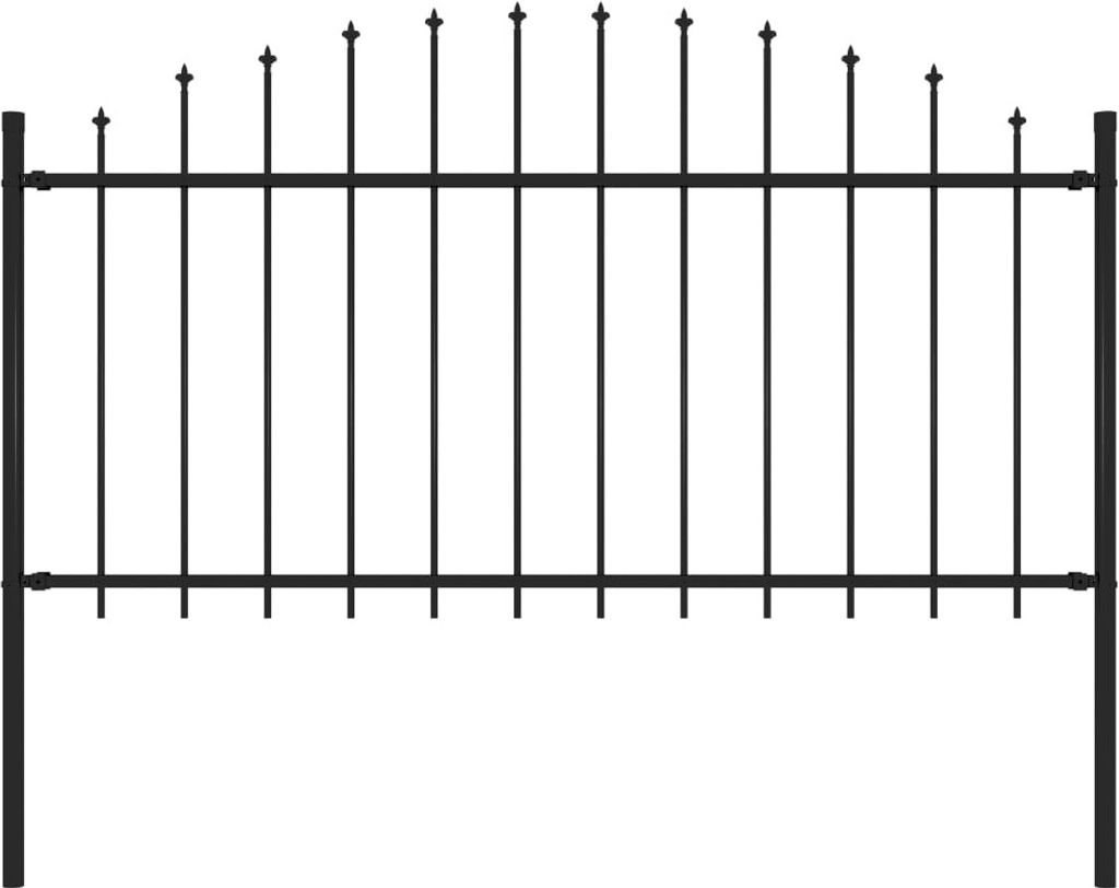 Gartenzaun mit Speerspitzen Stahl (1,25 - 1,5) x 1,7 m Schwarz