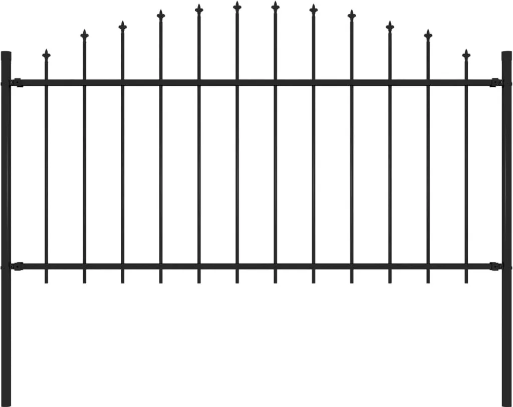 Recinzione di Sicurezza Punte a Lancia Acciaio 170cm Nero | The Living Store