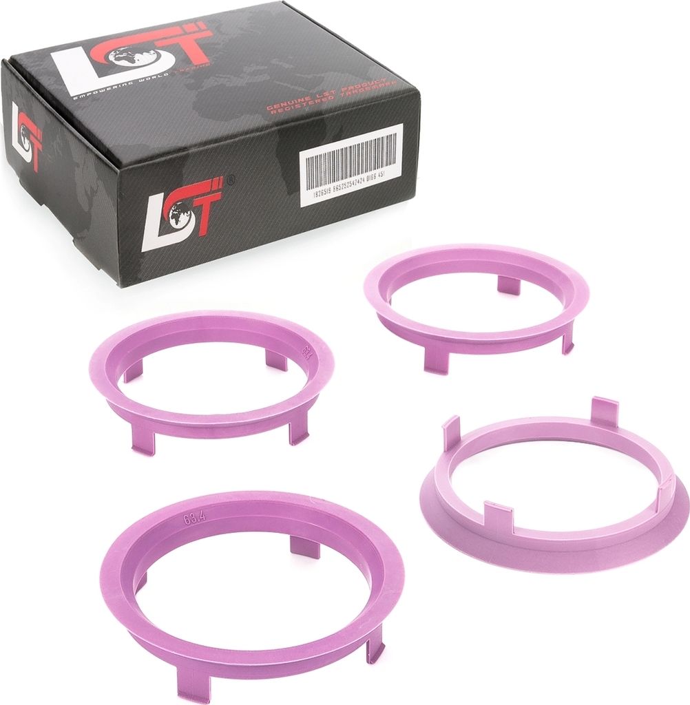 4x Zentrierringe Helllila Alufelgen Ø 71,6 mm - Ø 63,4 mm für JAGUAR MERCEDES