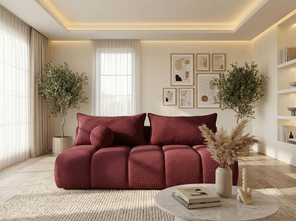 Schlafsofa mit Bettkasten – 3-Sitzer Sofa Couch mit Schlaffunktion, Bettfunktion – Skandinavische Polstercouch im modernen Design – Weicher B...