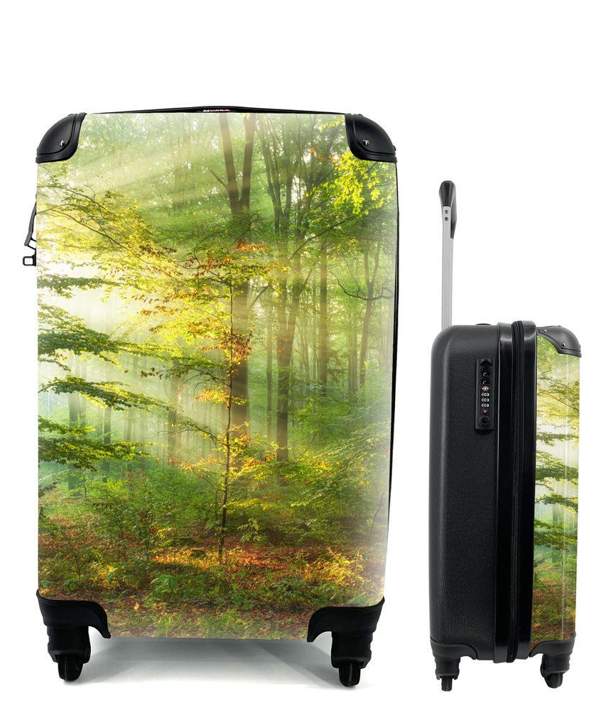 MuchoWow Koffer Handgepäck Trolley Rollkoffer Kleine Reisekoffer mit 4 Rollen - Sonne - Wald - Bäume - Natur - Herbst - Cabin Size < 55x40x23 c...