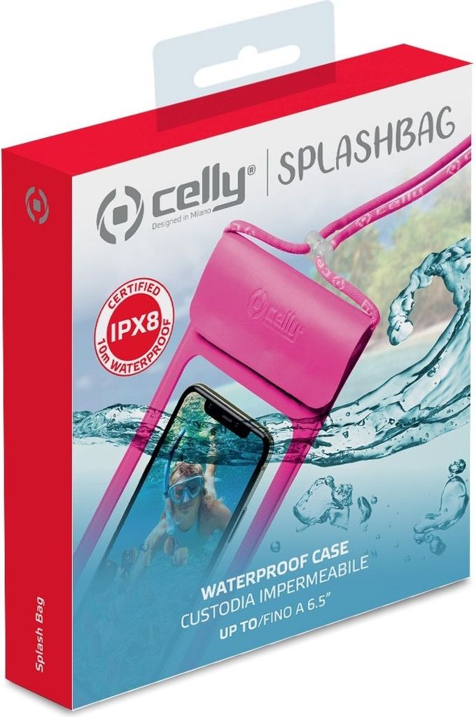 Splashbag Schutzhülle XL für Smartphone, Rosa - Celly