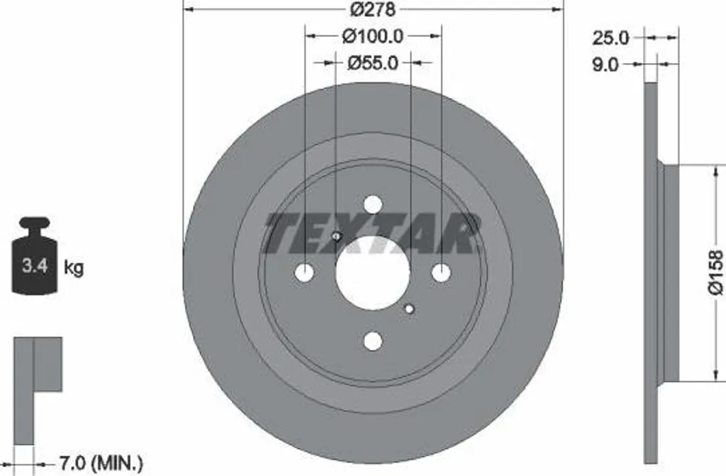 Disque de frein TEXTAR 92161903 pour Yaris - Qualité OE 424310D060000