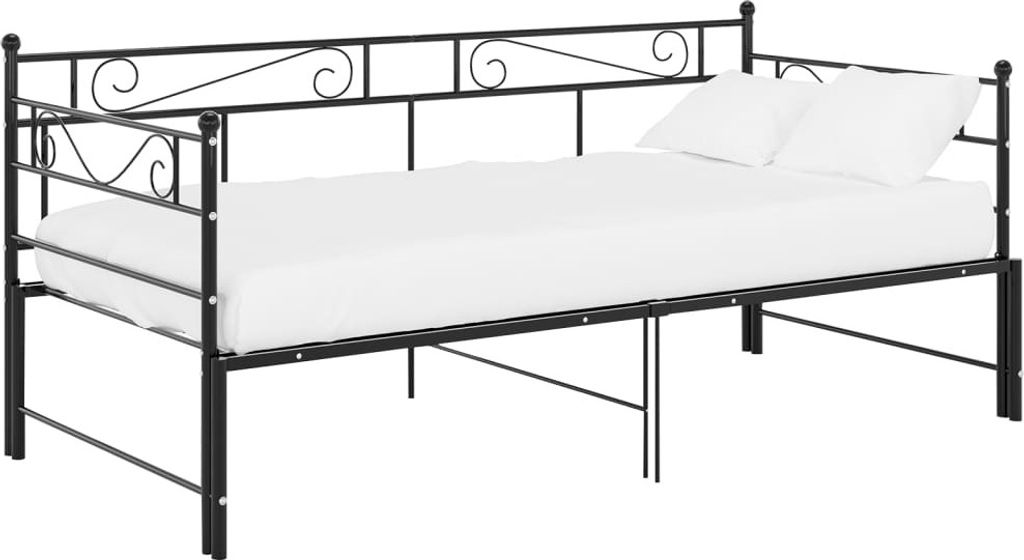 vidaXL Tagesbett Ausziehbar Schwarz Metall 90x200 cm