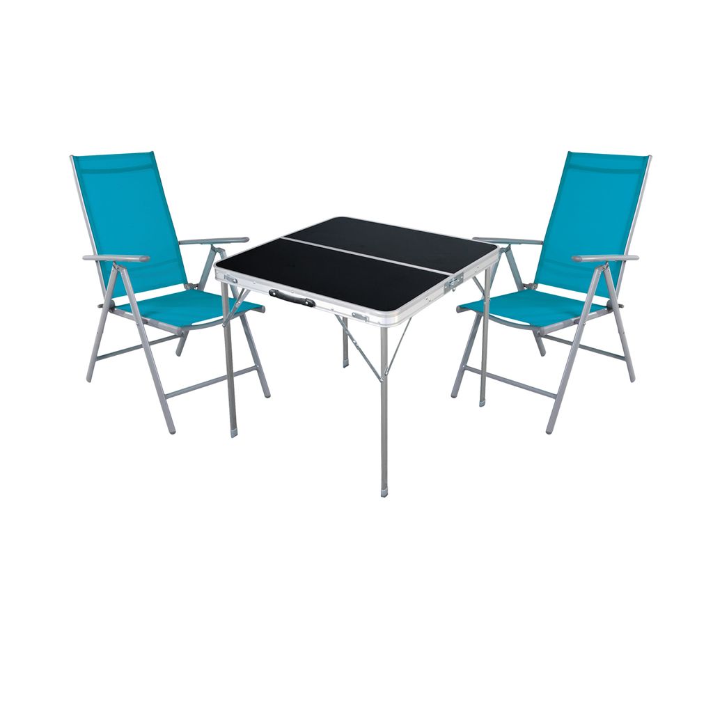 3-teiliges Campingmöbel Set Aluminium Textilen petrol