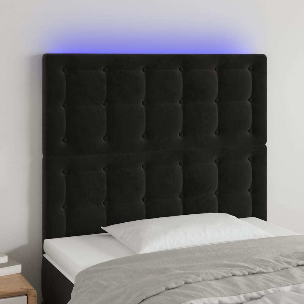 Maison Exclusive - LED Kopfteil Schwarz 80x5x118/128 cm Samt