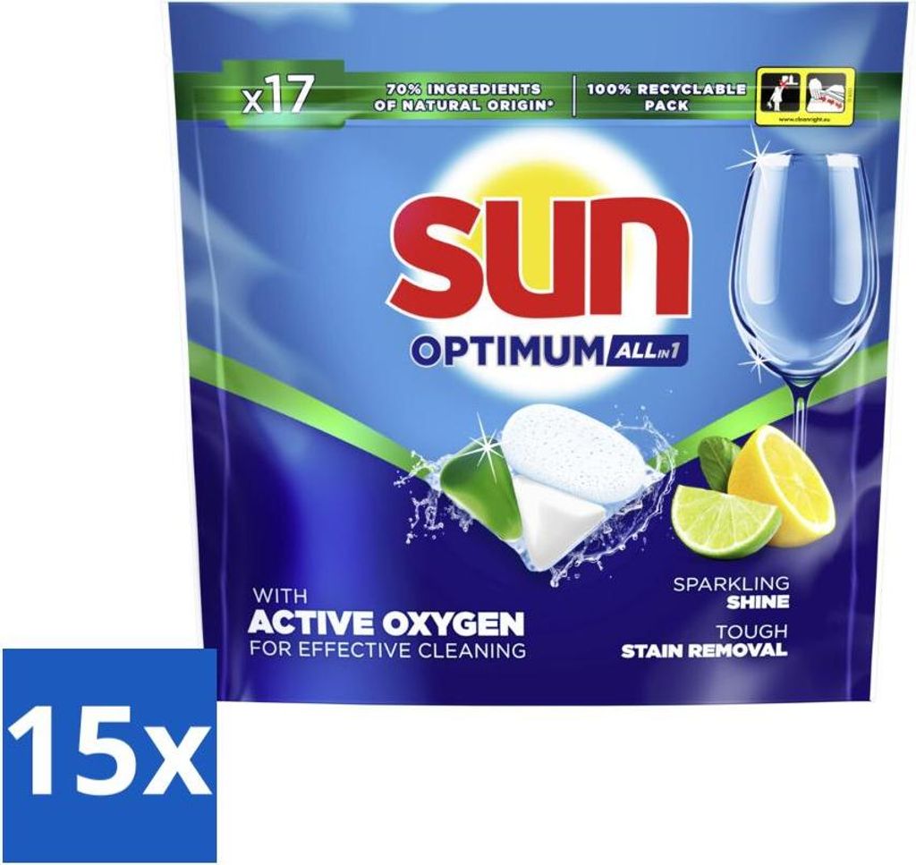 Sun - Spülmaschinenkapseln - Zitrone - 17 Kapseln - Vorteilspack - 15 Stücke