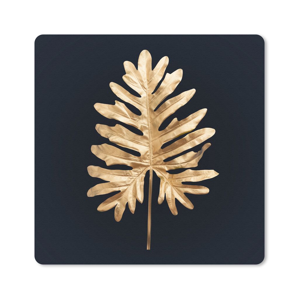 MuchoWow Mauspad Mousepad Blätter - Herbst - Gold - Schwarz - Natur - Luxus 20x20 cm - Mousepads - Maus Mat - Pad - Mausunterlage - Desk Mat - B...