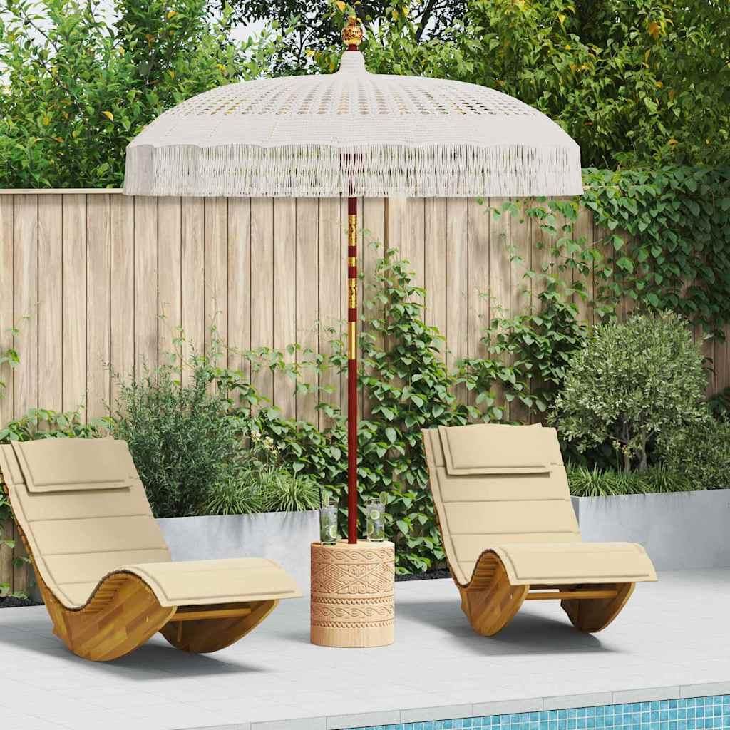 vidaXL Macrame Sonnenschirm Creme 190 x 190 x 260 cm