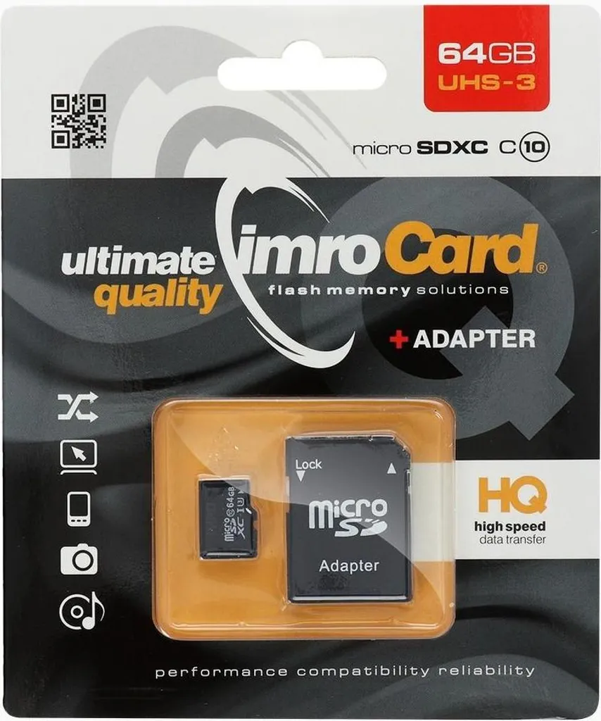 Scheda di memoria Microsdxc 64Gb Imro+ Adp10C Uhs-3