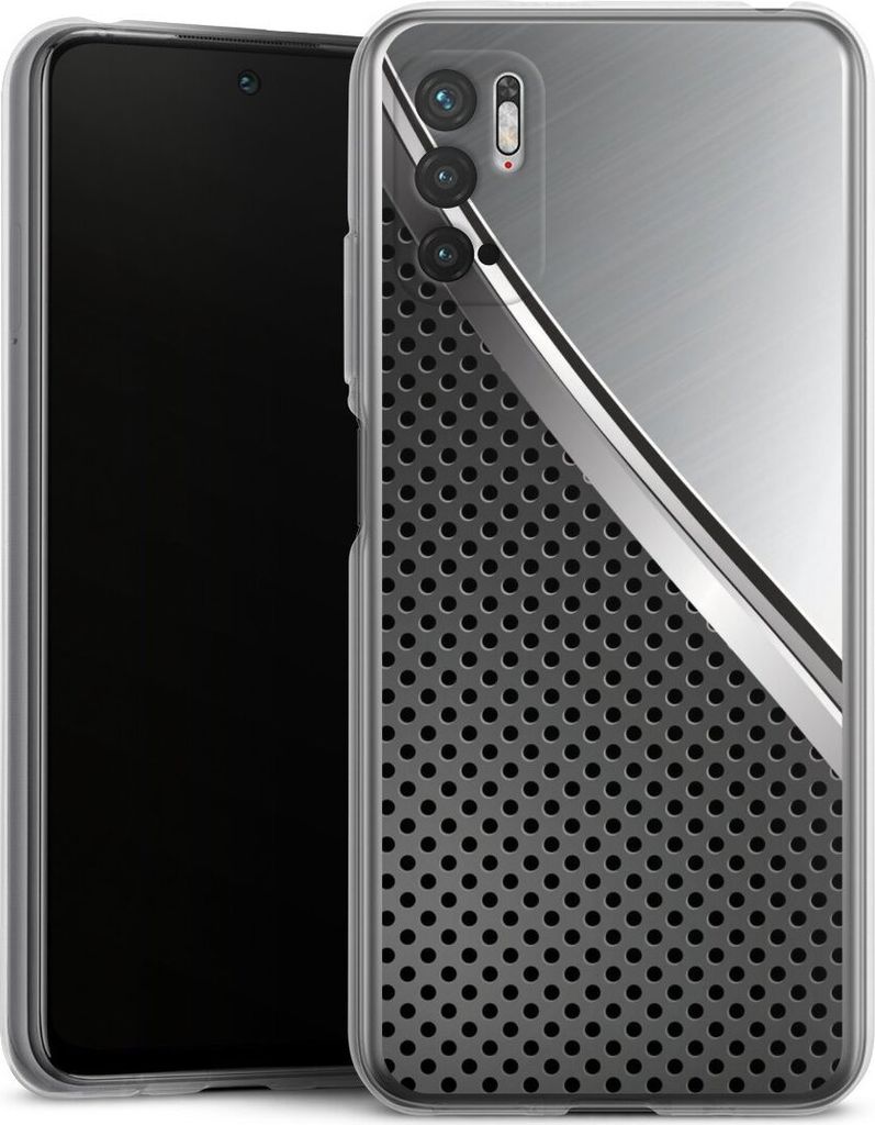 DeinDesign Handyhülle für Xiaomi Redmi Note 10 5G Silikon Hülle Case Smartphone Schutzhülle Carbon Metall Stahl
