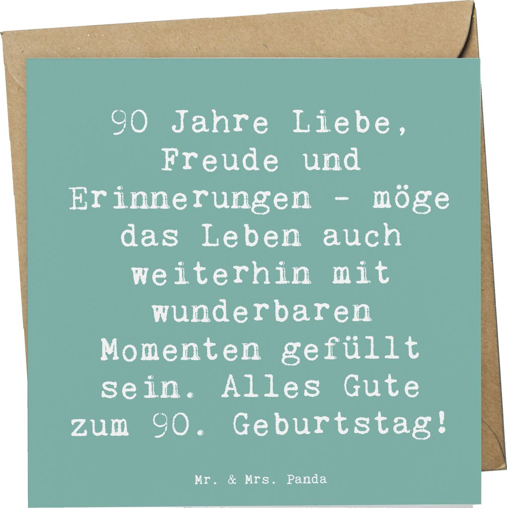 Mr. & Mrs. Panda Glückwunschkarte Spruch 90. Geburtstag - Meeresbrise - Geschenk, doppelkarte, Alter, Weisheit, anlasskarte, Klappkarte, Happy Bir...