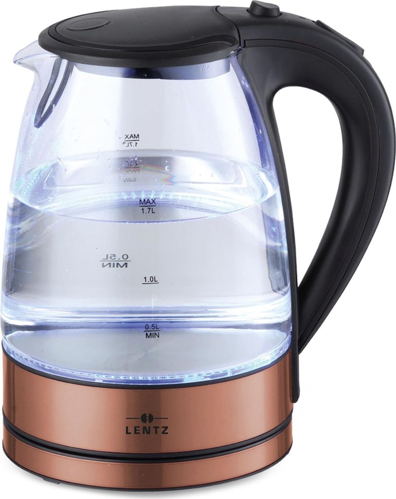 LENTZ 1,7 Liter LED-Glas-Wasserkocher 74127 Bronze