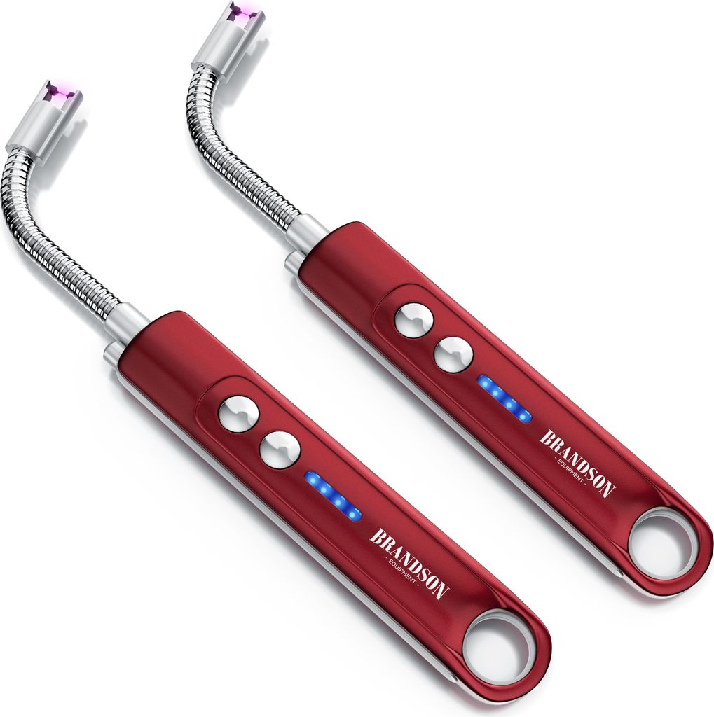 Brandson 2x Feuerzeug elektrisch, Lichtbogen Stabfeuerzeug, USB aufladbar, Kerzenanzünder für Küche, Kerzen, Gasherde, Grill, Kamin, 2er Set