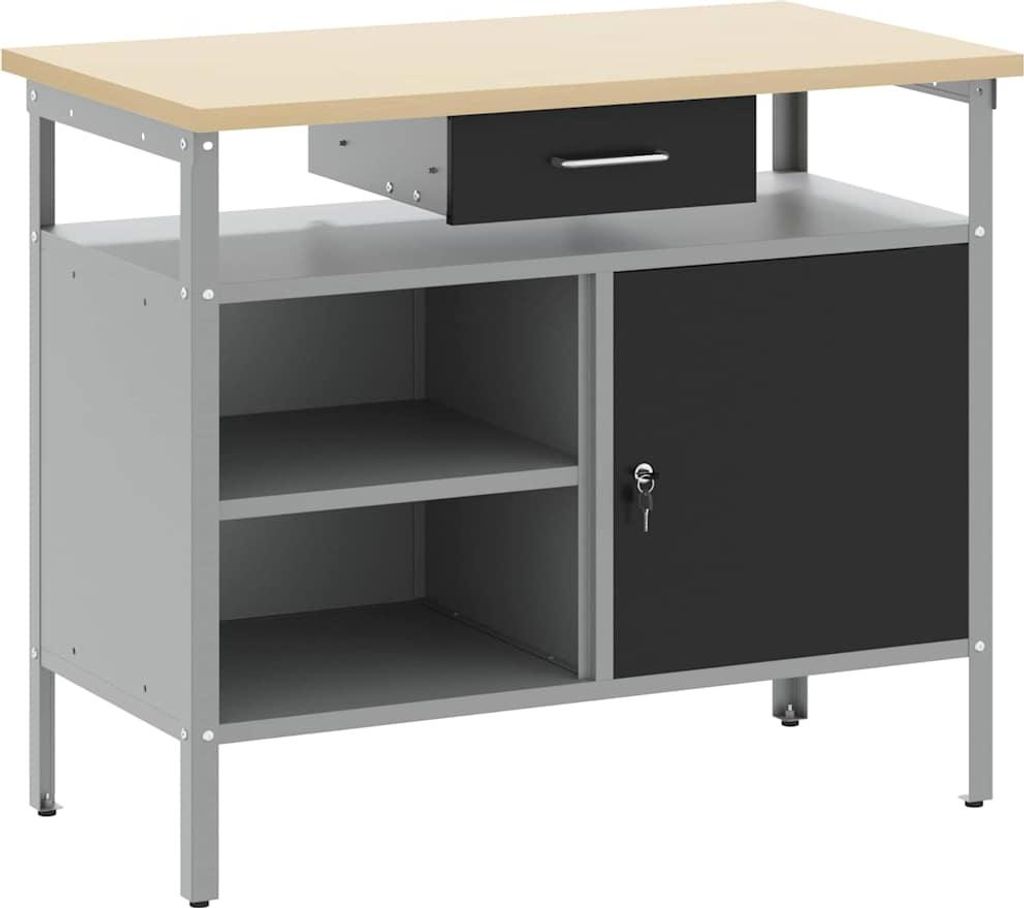 vidaXL Werkbank mit Schubladen Schwarz und Grau 100 x 55 x 85 cm