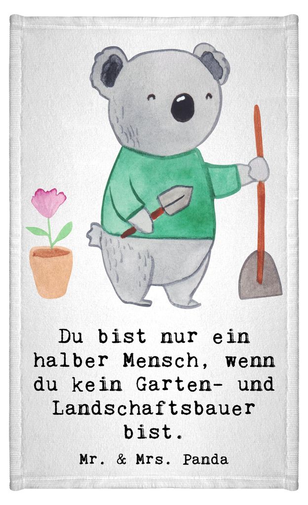 Mr. & Mrs. Panda Handtuch Garten- und Landschaftsbauer Herz - Weiß - Geschenk, Mini-Handtuch, Gartenplaner, Gästehandtuch Hochwertig, Gärtnerei,...