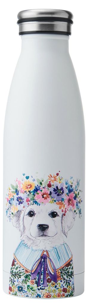 Mikasa Tipperleyhill Wasserflasche, Edelstahl, isoliert, 500ml, Hunde-Illustration, für unterwegs