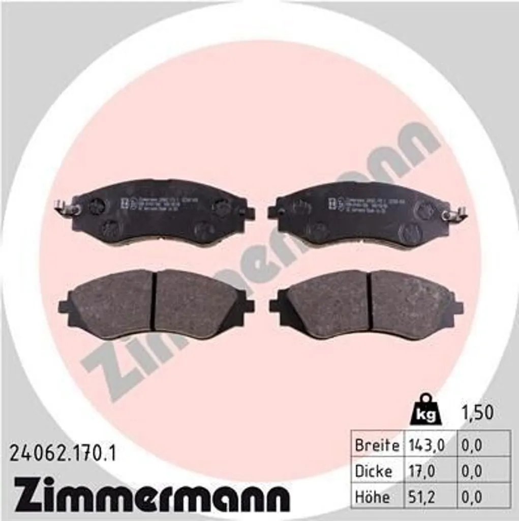 Plaquettes de frein ZIMMERMANN 24062.170.1 pour Chevrolet Epica KL1