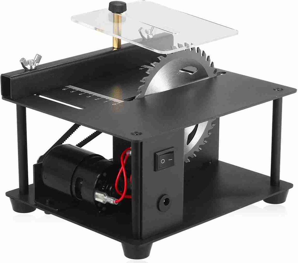 110-240V Multi-Funktions-Tischsäge Mini Desktop Säge Cutter Elektrische Schneidemaschine mit Sägeblatt Einstellbare Geschwindigkeit 35MM Schnitt...