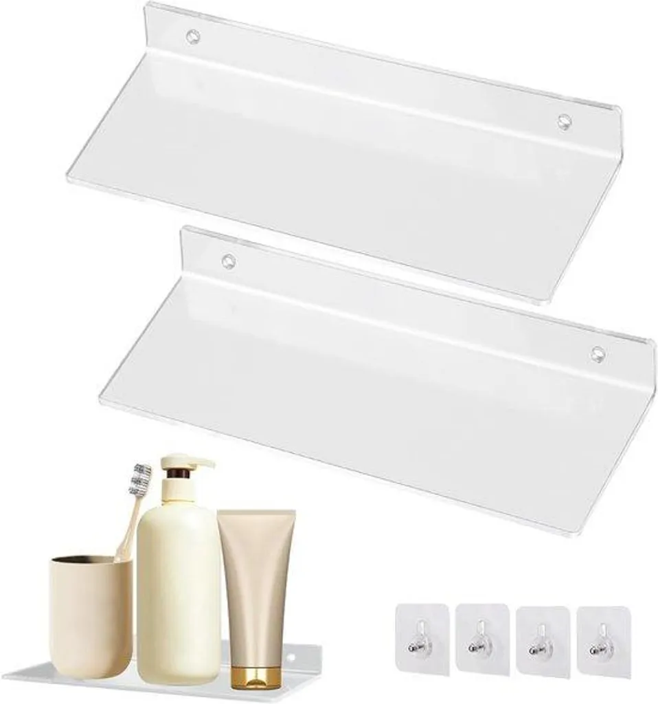 Étagère murale acrylique suspendue pour salle de bain et salon