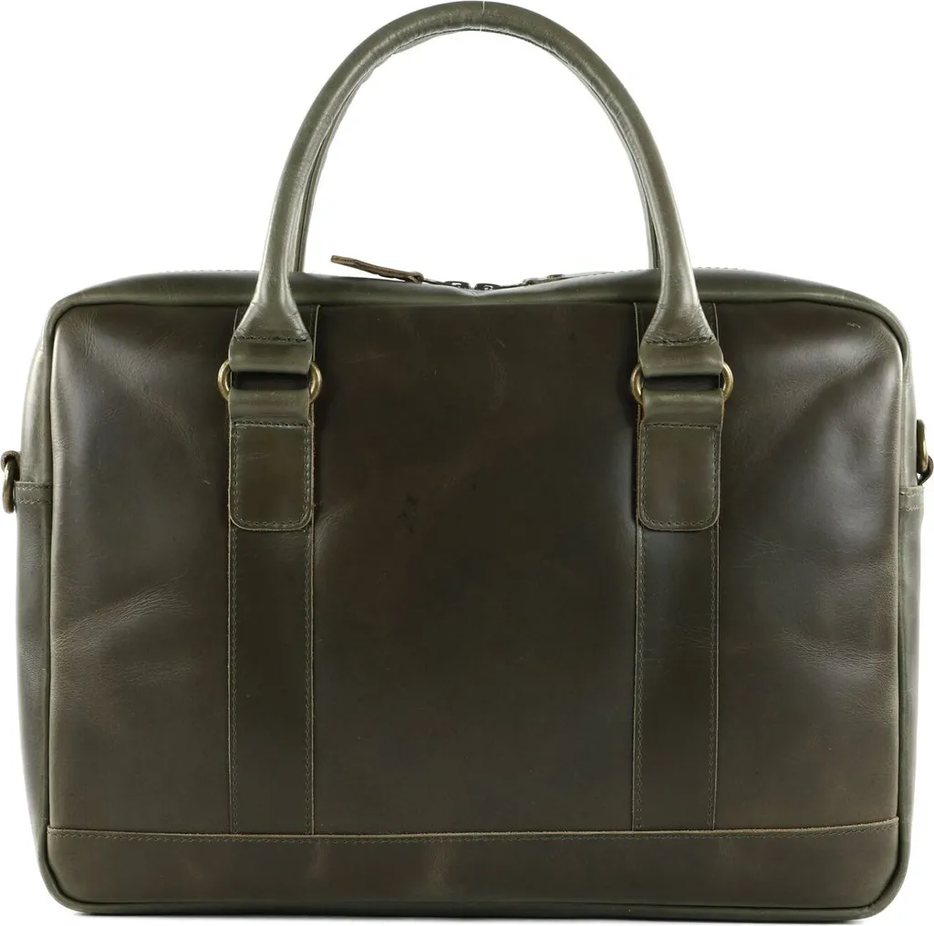Sac de travail Everett cuir olive pour ordinateur et documents business