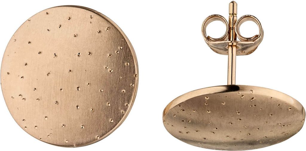 Ohrstecker Ohrringe glitzernde Plättchen, rund, 925 Silber rotvergoldet mattiert