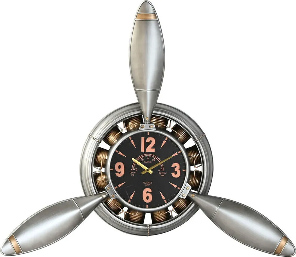 Horloge murale Home ESPRIT hélice de bateau vintage or argent 133cm