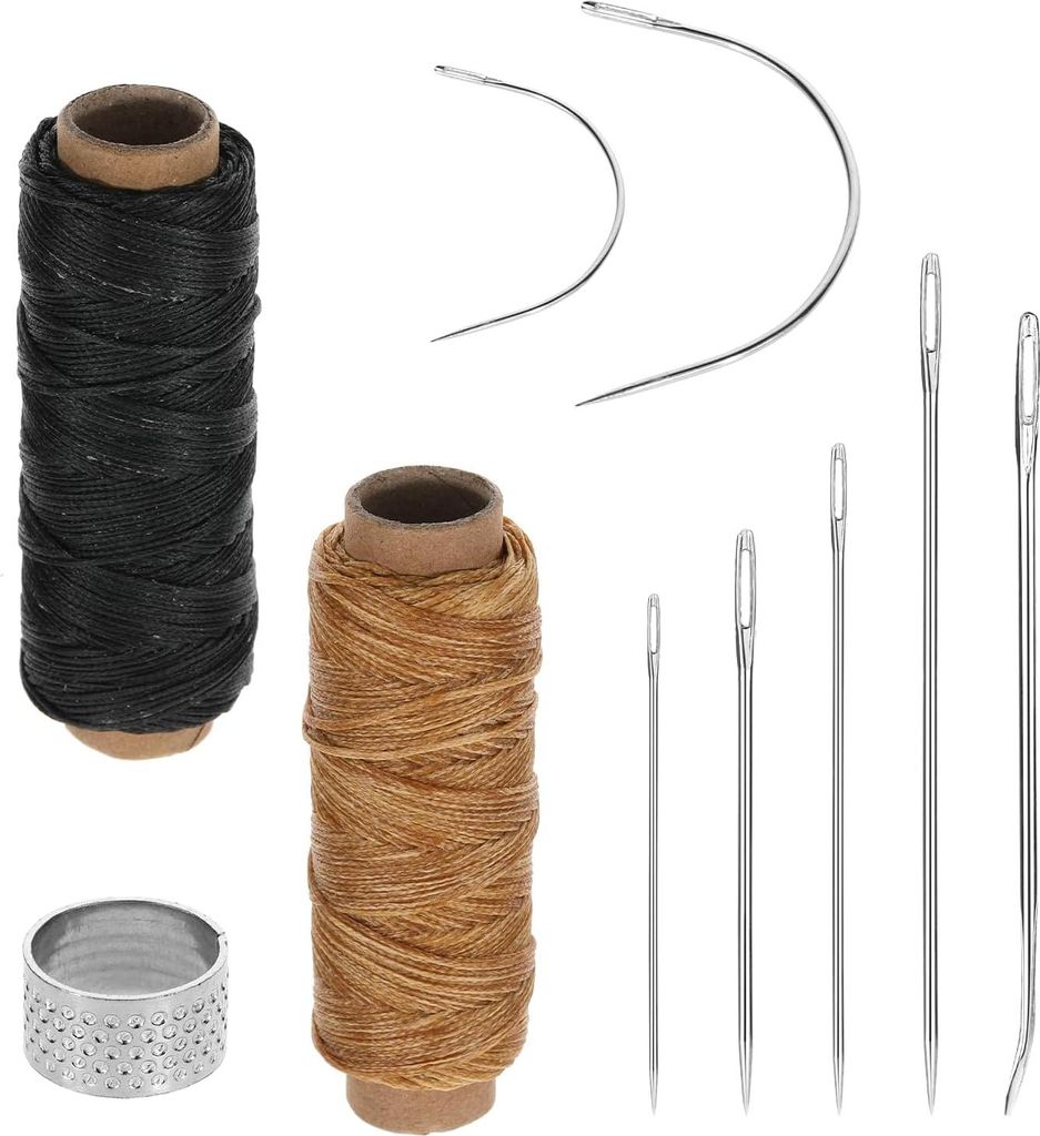 Leder-Nähset mit Faden, Nadeln und Wachs zum Nähen von Polstern, Canvas-Taschen und Möbeln