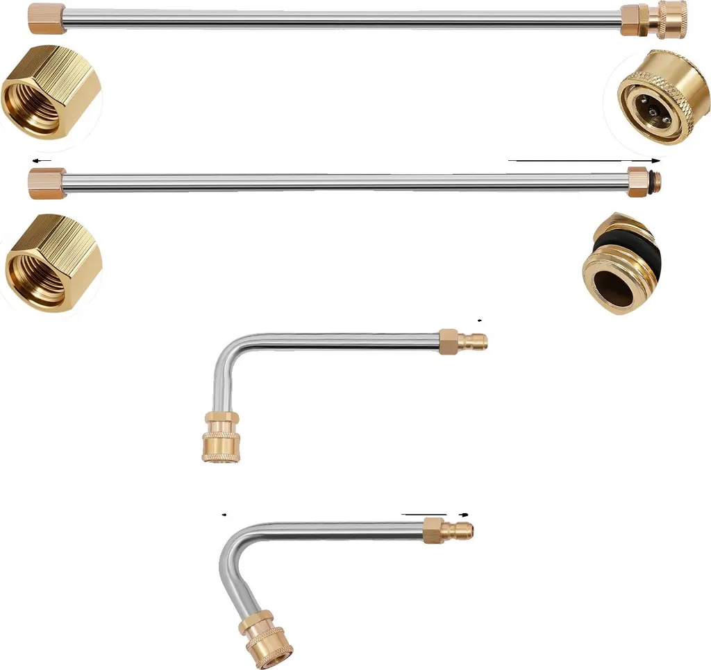 Tige d'extension pour nettoyeur haute pression argentée lot de 6 tubes