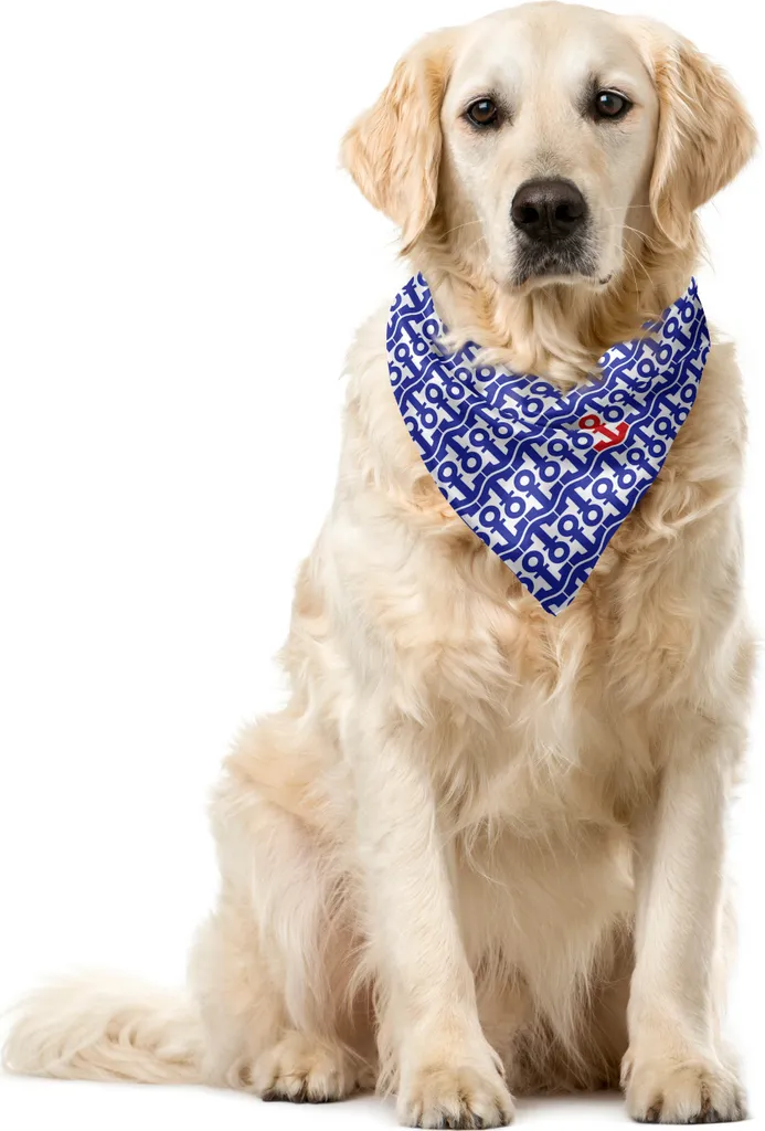 ABAKUHAUS Bandana per animali domestici in stile marinaro, navigazione marittima, 40x40 cm, blu marino-rosso