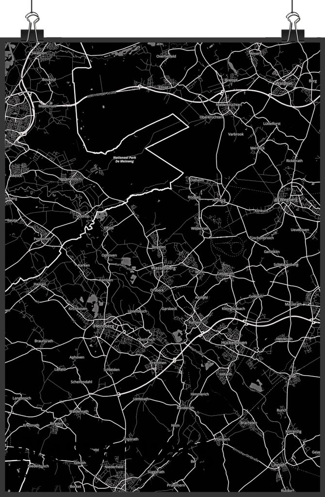 Mr. & Mrs. Panda Bild Wassenberg DIN A3 - Geschenk, wanddeko, Stadt Dorf Karte Landkarte Map Stadtplan, Wandbild, Plakat, drucke, Wanddekoration