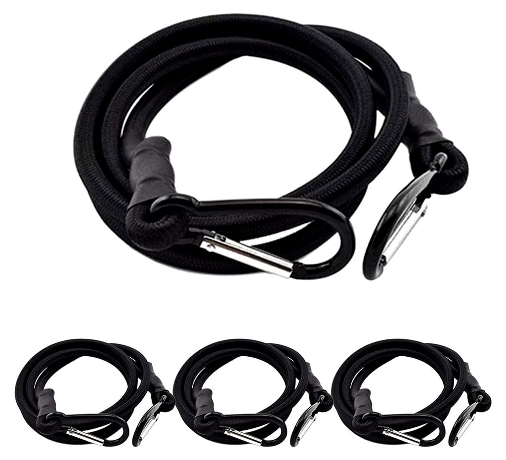 Spannseile, Gummispanner, Spanngurte für Fahrradträger, 4 Stück Gepäckspanner Schwarz mit Karabinerhaken