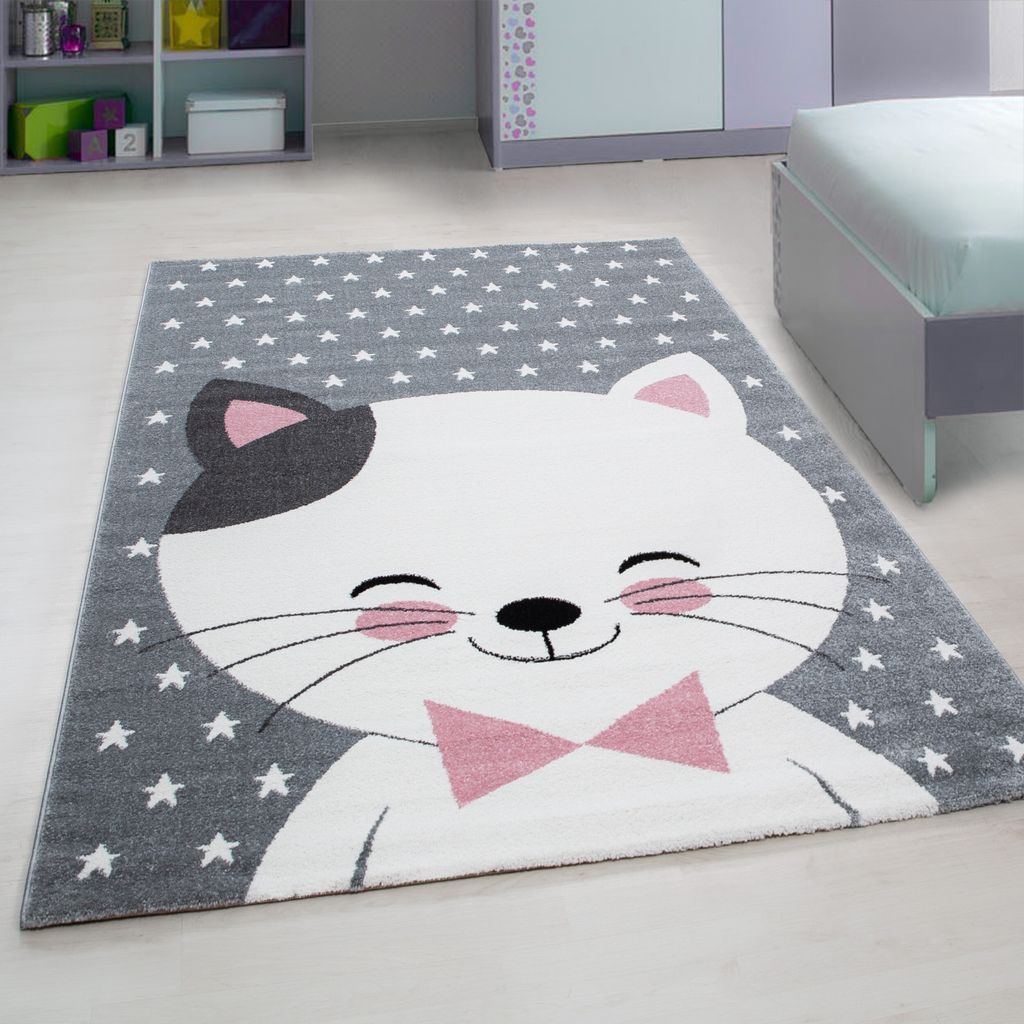 Kids Kätzchen kinderzimmer teppich kurzflor rechteckig Produktbild 