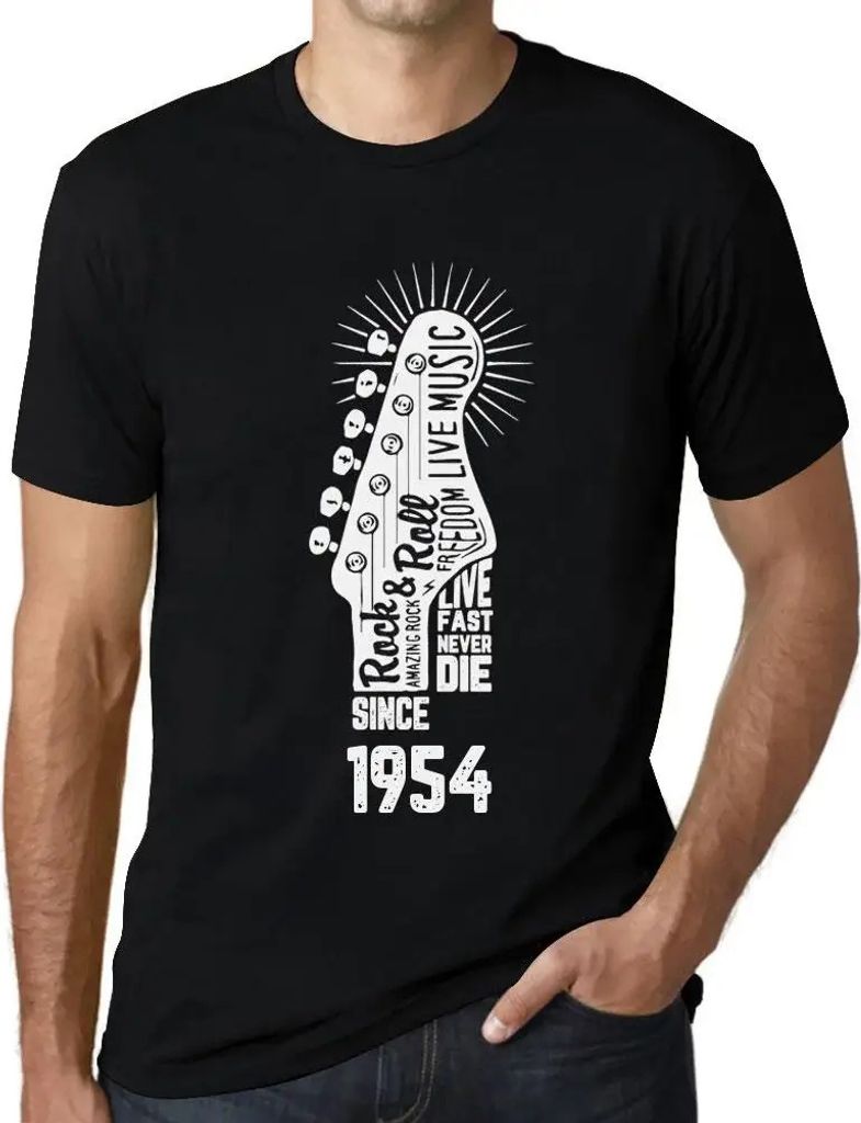Herren Grafik T-Shirt Lebe schnell stirb nie Gitarre und Rock & Roll seit 1954 – Live Fast, Never Die Guitar and Rock & Roll Since 1954 – Gesch...