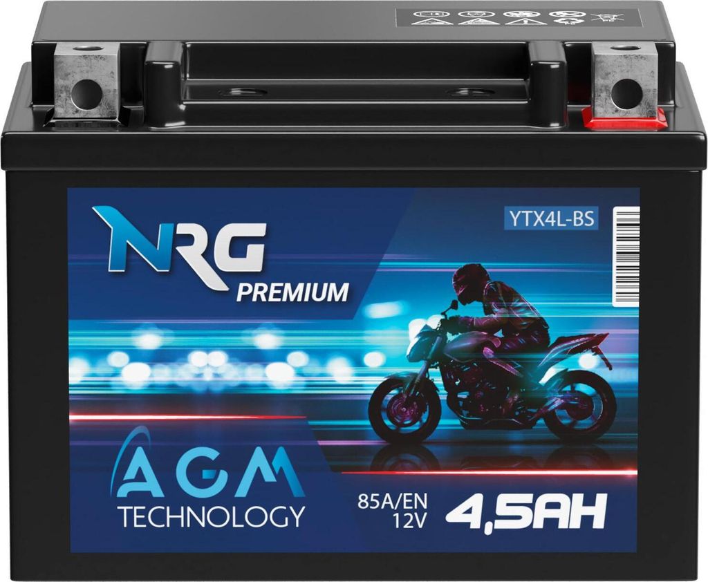 NRG Premium YTX4L-BS AGM Roller Batterie 4,5Ah 12V 85AEN Motorradbatterie 50314