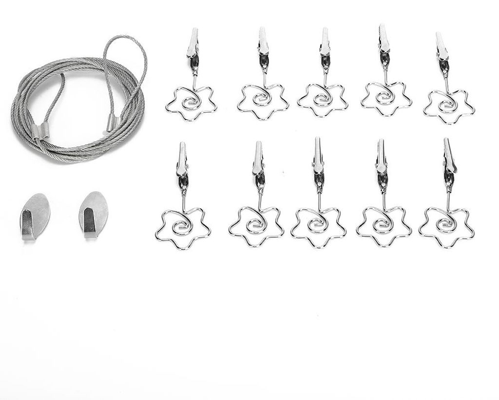 10 Stücke Foto String Clip Bild Postkarte Display Aufhänger Stahl Silber Blume Schlafzimmer Wand Dekor