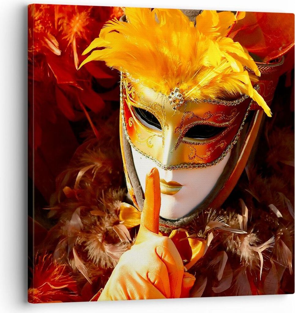Bild auf Leinwand - Leinwandbild - Venezianische Maske bunt Karneval - 30x30cm - Wand Bild - Wanddeko - Leinwanddruck - Bilder - Kunstdruck - Leinw...