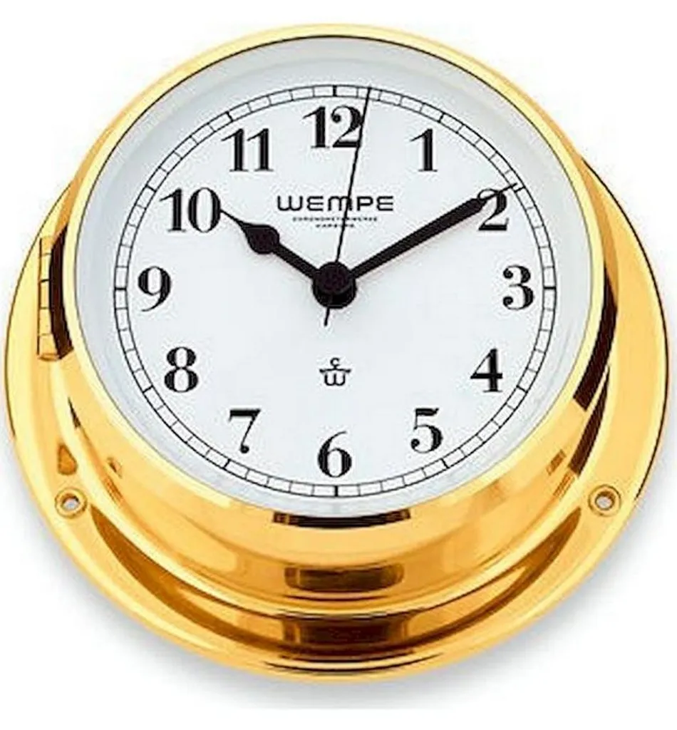 Horloge de Navire SKIFF Wempe en Laiton Poli avec Cadran Chiffres Arabes