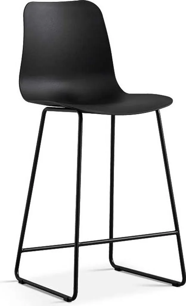 Tabouret de bar Marie-noir en métal et velours, style chic et pied stable