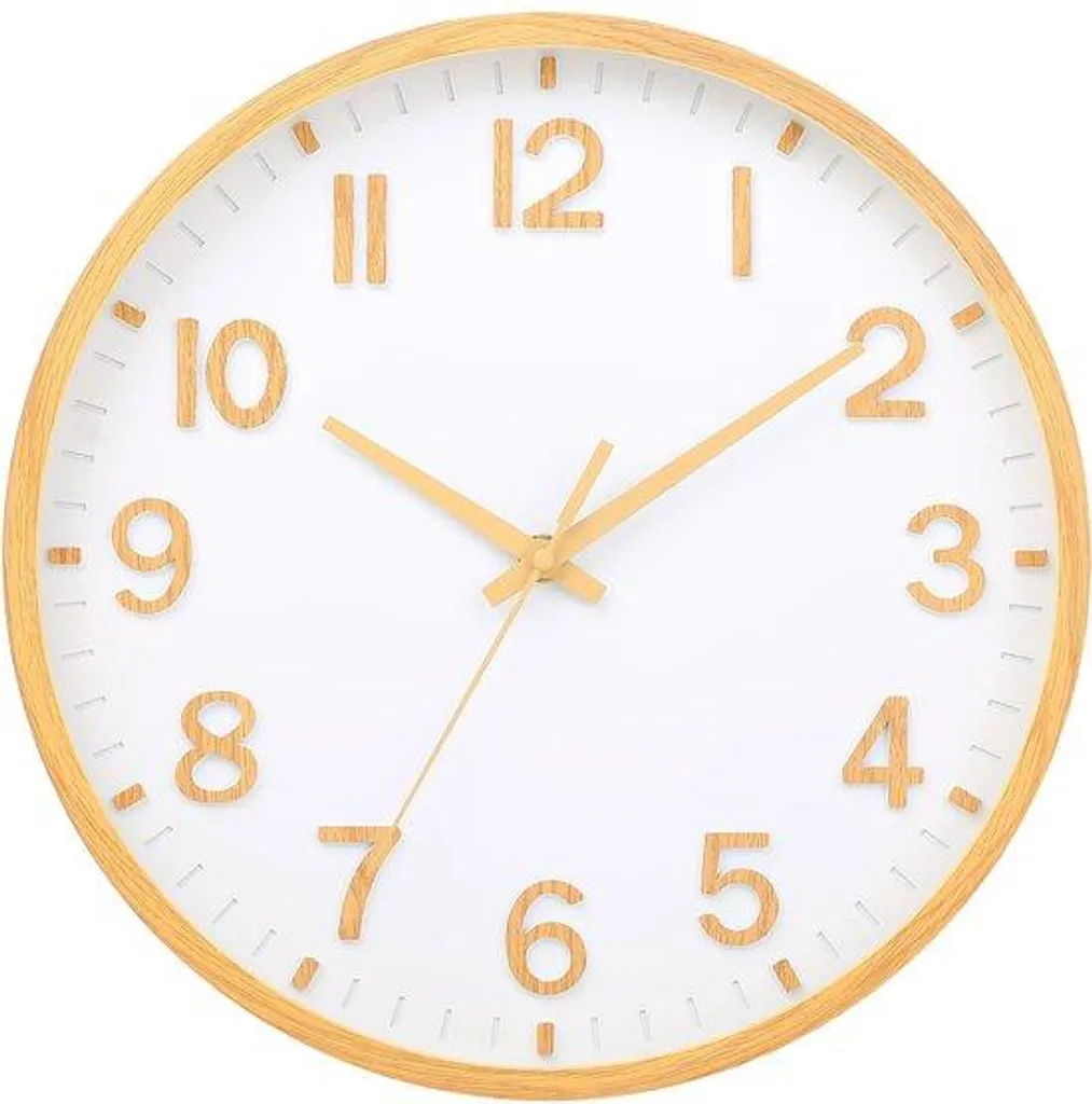 Horloge murale jaune 20 cm lisible et sans tic-tac pour le salon