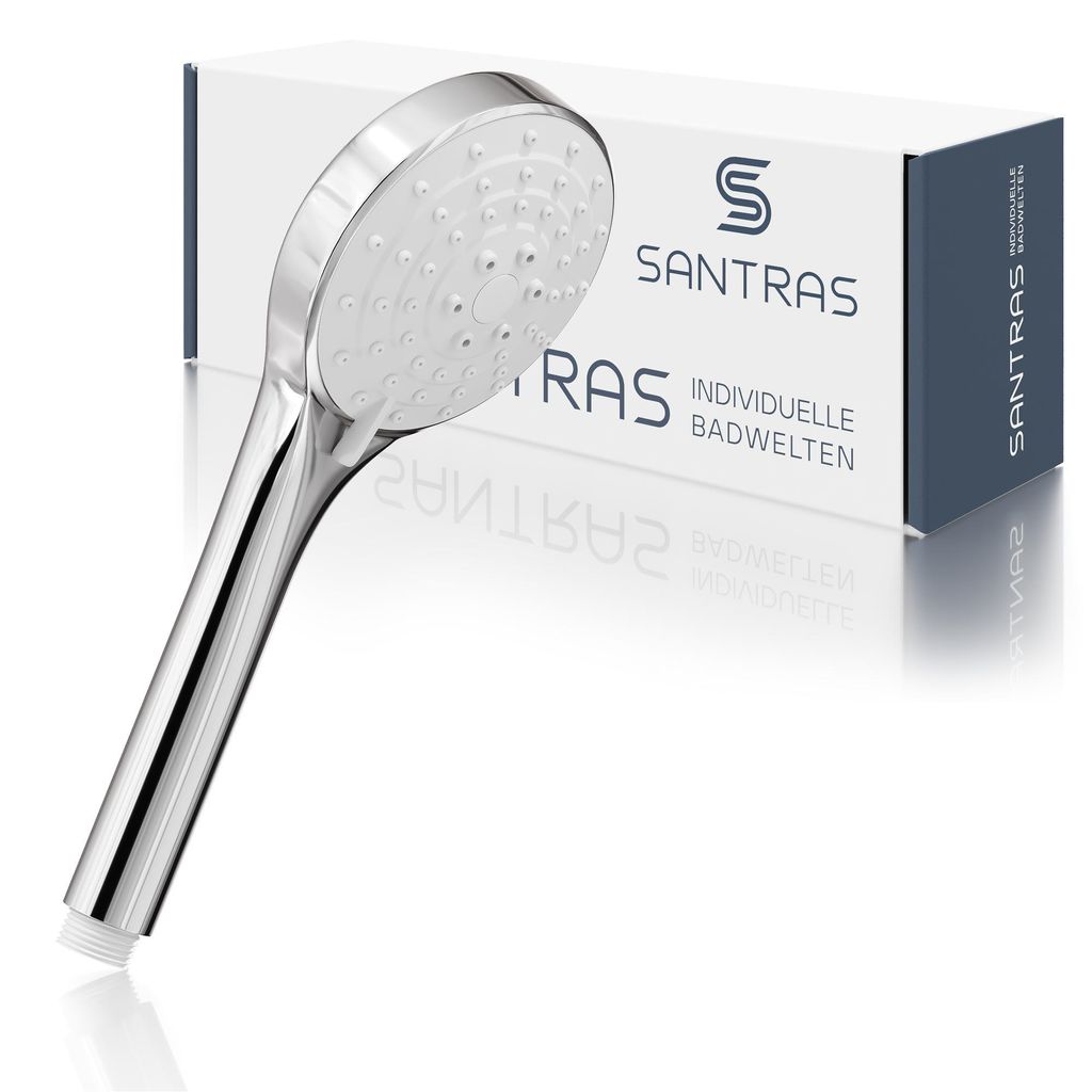 SANTRAS Handbrause in Chrom - dreifach verstellbarer Duschkopf