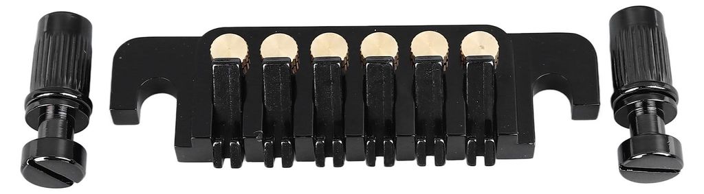 Gitarrensteg-Saitenhalter-Ersatz im Vintage-Stil, Aluminiumlegierung, Kupfer, 6-saitige E-Gitarre, Stoppstange, Schwarz