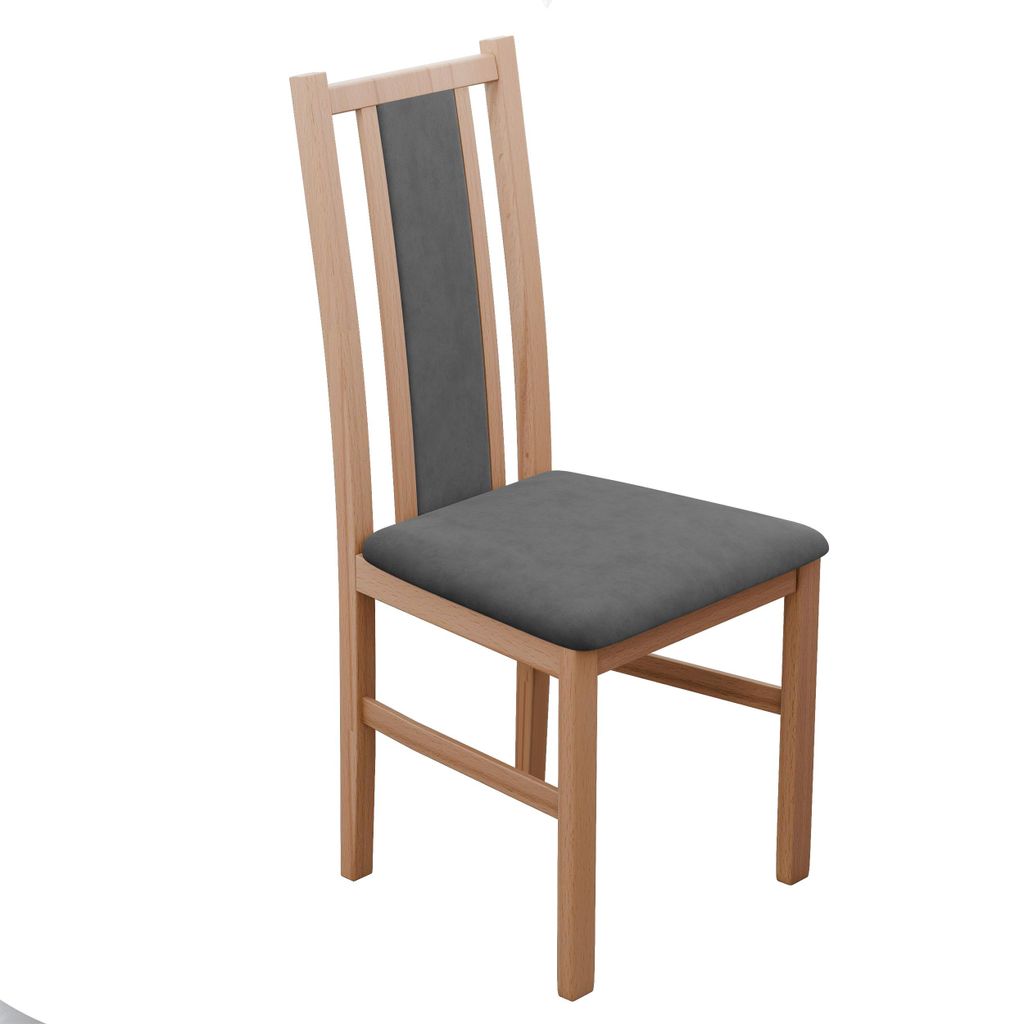 Gepolstertes Esszimmerstuhl TANO Stuhl Esszimmer Beige Polstersessel Küchenstuhl Samtbezug Naturbuche Essstühl Riviera 97